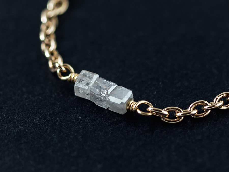 K10キューブダイヤモンド チェーンリング | 天然石ジュエリーのY-bijou